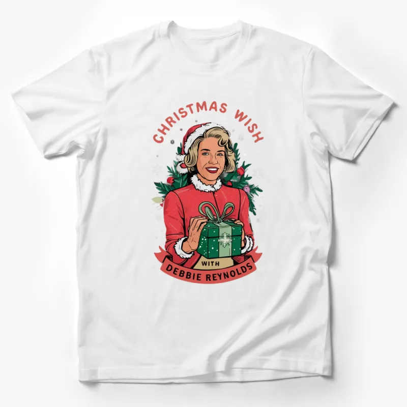 Vintage Christmas Wish Debbie Reynolds T-Shirt, Retro Holiday Gift Graphic Tee, Festive Apparel Male T-Shirt