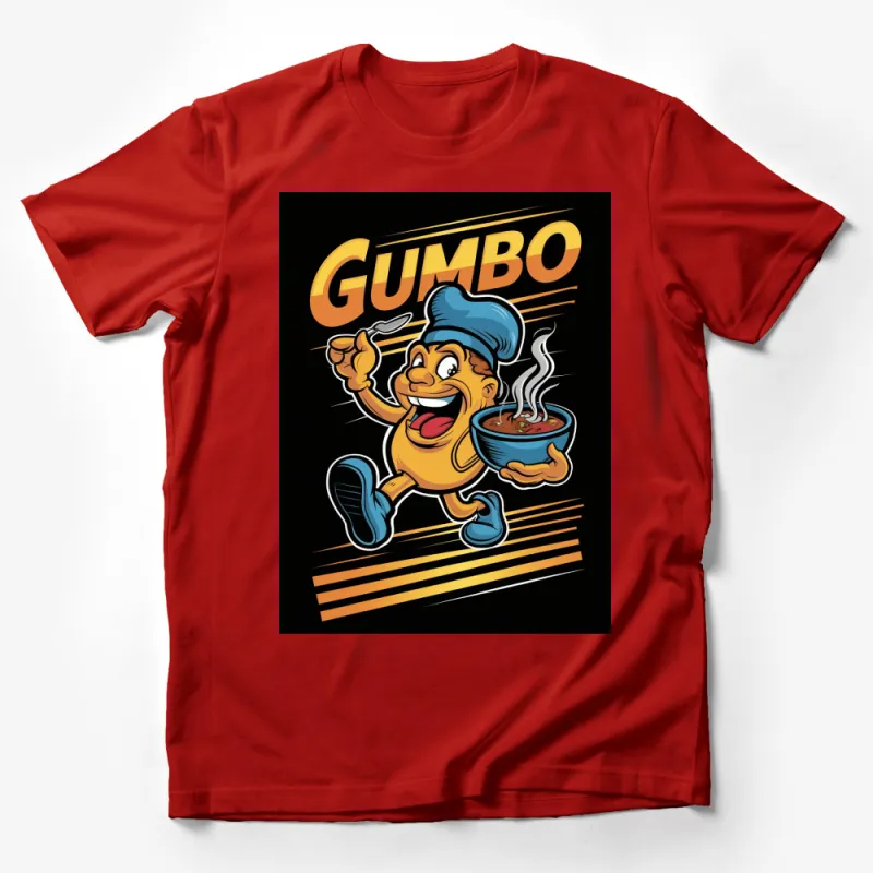 Colorful Gumbo Chef Cartoon T-Shirt, Fun Foodie Graphic Tee, Unique Chef Apparel, Culinary Gifts Male T-Shirt