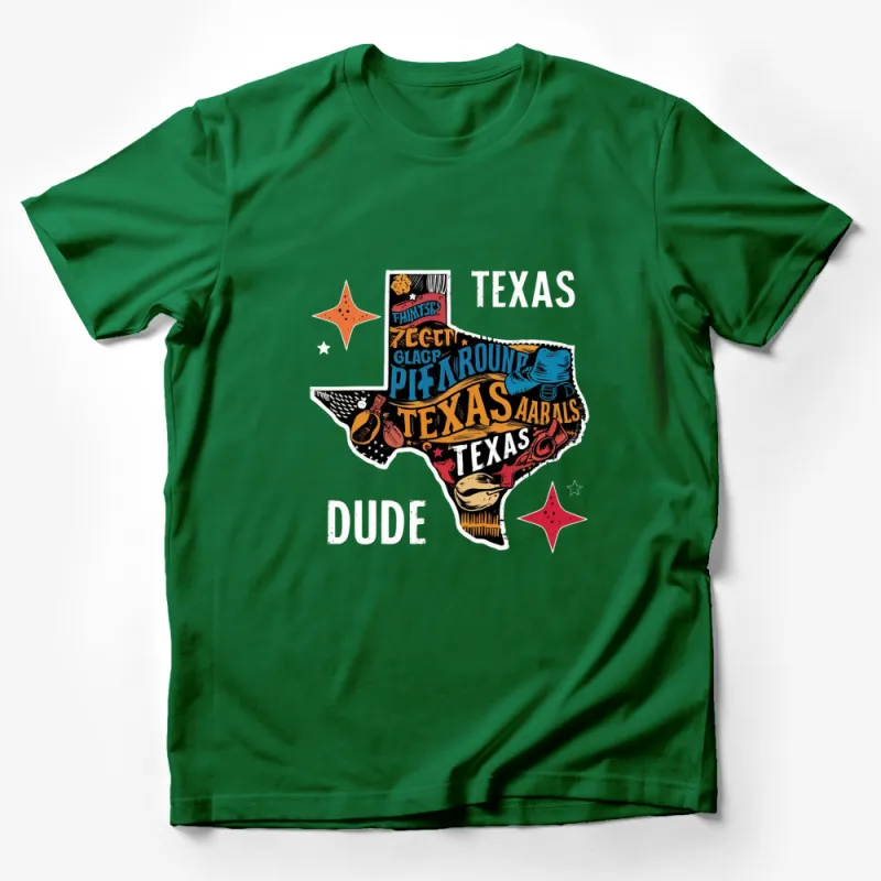 Texas Themed Graphic T-Shirt, Colorful Texas Map, Unisex Texas Pride Tee Male T-Shirt