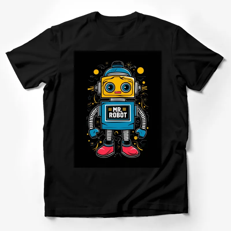 Mr. Robot Graphic T-Shirt, Retro Robot Design, Youthful and Fun Tee, Perfect Gift for Tech Lovers Male T-Shirt