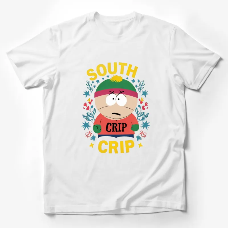 South Park Inspired Eric Cartman Crip T-Shirt, Colorful Cartoon Graphic Tee, Unisex Casual Wear Male T-Shirt