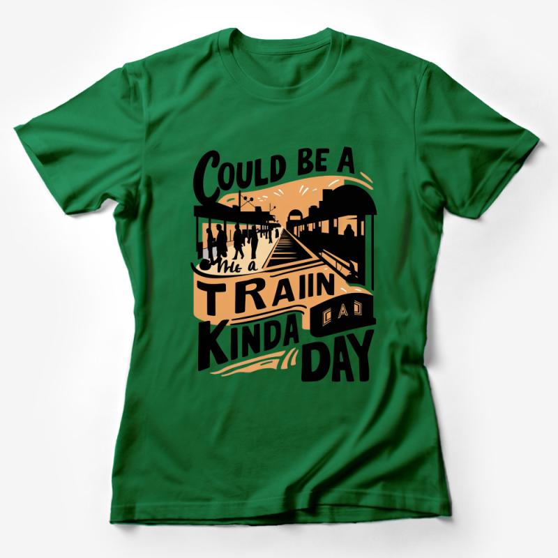 Train Kinda Day T-Shirt, Vintage Sunset Railway Graphic Tee, Urban Streetwear, Unisex Cotton Shirt for Commuters and Travelers Female T-Shirt