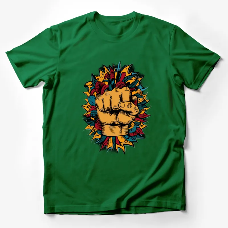 Colorful Traditional Tattoo Style Fist T-Shirt, Bold Graphic Tee, Unisex Fashion Male T-Shirt