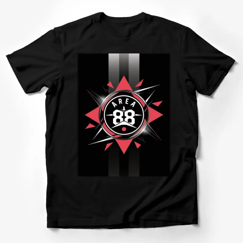 Area 88 Badge Graphic T-Shirt, Bold Red and Black Design, Unisex Apparel Male T-Shirt