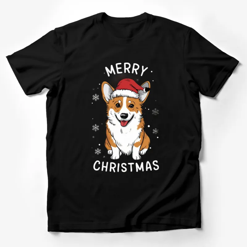 Cute Merry Christmas Corgi T-Shirt, Holiday Dog Lover Gift, Festive Winter Apparel, Unisex Tee Male T-Shirt