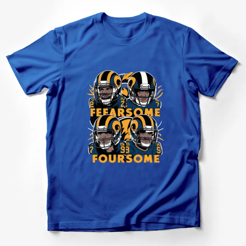 Fearsome Foursome Football Helmet Graphic T-Shirt, Vintage Sports Tee, Athletic Apparel, Gift for Sports Fans Male T-Shirt