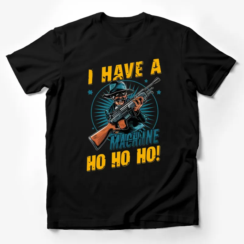 Vintage Action Movie Themed T-Shirt, I Have A Machine Ho Ho Ho, Retro Film Graphic Tee, Unique Gift Male T-Shirt