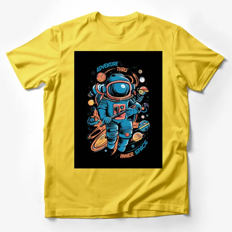 Astronaut Adventure Thru Inner Space T-Shirt, Space Exploration Tee, Sci-Fi Graphic Shirt, Colorful Space Design Top Male T-Shirt