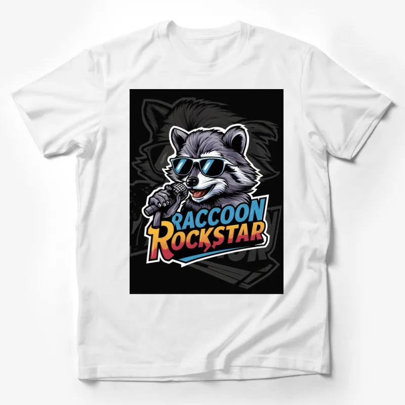 Raccoon Rockstar Graphic T-Shirt, Cool Sunglasses, Animal Musician, Unisex Shirt, Unique Gift, Trendy Tee Design, Rock and Roll Style Male T-Shirt