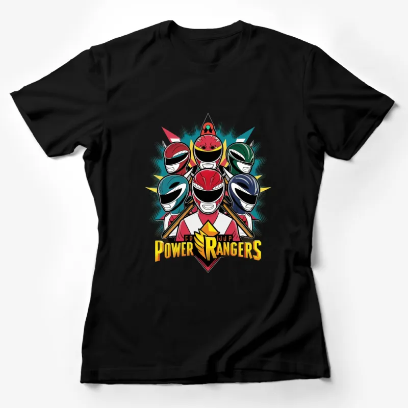 Classic Power Rangers Graphic T-Shirt, Retro Superhero Team Tee, Vintage Look, Unisex Apparel Female T-Shirt