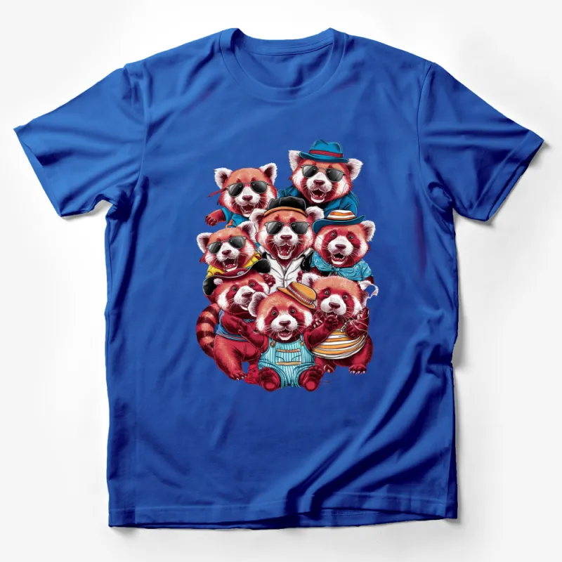 Cool Red Panda Family T-Shirt, Funny Wildlife Graphic Tee, Unique Animal Illustration Shirt Male T-Shirt