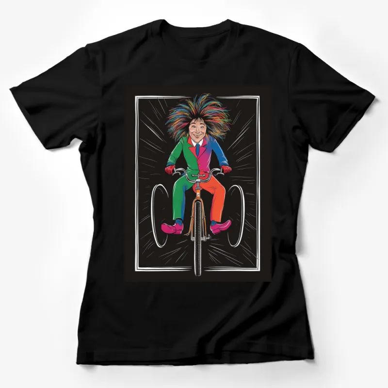 Colorful Funky Cyclist Graphic T-Shirt, Unique Bike Rider Design, Vibrant Men's Fashion Tee Female T-Shirt