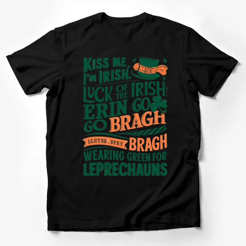 St. Patrick's Day T-Shirt, Kiss Me I'm Irish, Erin Go Bragh, Lucky Leprechaun Graphic Tee Male T-Shirt