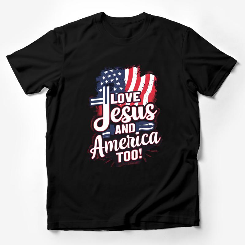 Patriotic Christian T-Shirt, Love Jesus And America Too, USA Flag Design, Religious Freedom Tee, Unisex Adult Clothing, Gift Idea Male T-Shirt