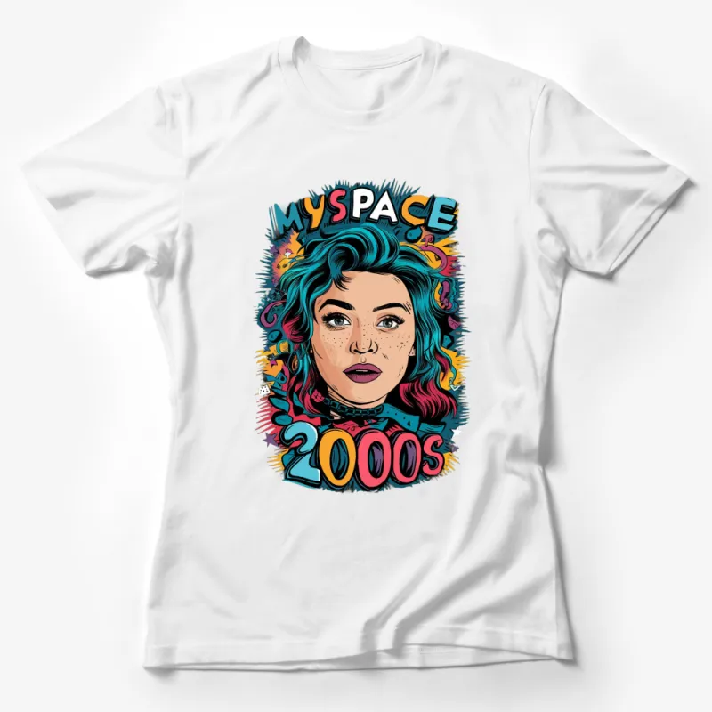 Retro 2000s MySpace Inspired Graphic Tee, Colorful Nostalgic Pop Art T-Shirt, Vintage Style Tee Female T-Shirt