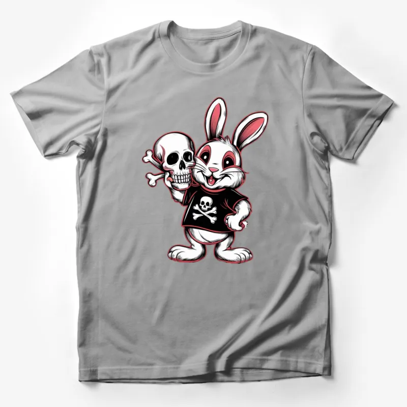 Pirate Bunny Skull Graphic T-Shirt, Cute Rabbit with Skull, Unisex Pirate Themed Shirt, Red and Black Male T-Shirt