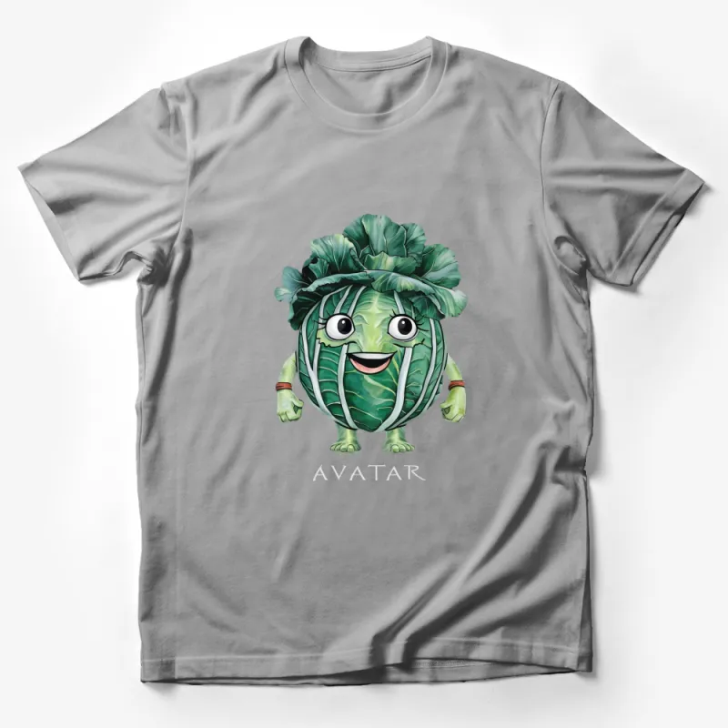 Cute Cabbage Cartoon Character T-Shirt, Fun Vegan Tee, Unique Graphic Shirt for All Ages Male T-Shirt