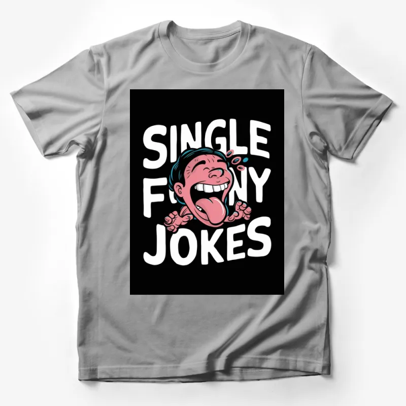 Funny Single Jokes Cartoon Face Tongue Out Graphic T-Shirt, Unisex Tee Male T-Shirt