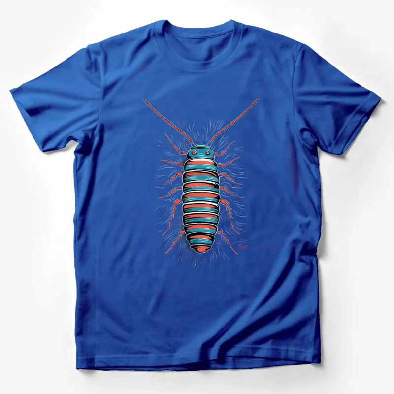 Vibrant Striped Bug T-Shirt, Colorful Insect Design, Casual Graphic Tee for Entomology Enthusiasts Male T-Shirt