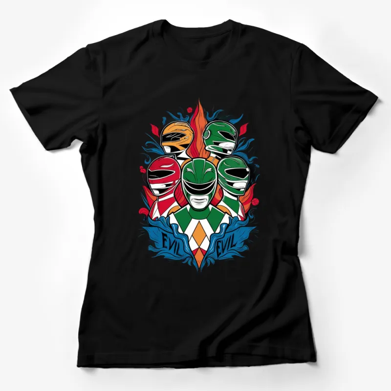 Ranger Team Retro Vintage Graphic T-Shirt, Colorful Helmet Design, Casual Wear Female T-Shirt