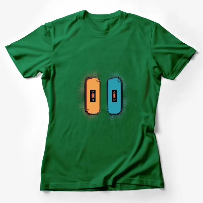 Unique On Off Switch Graphic T-Shirt, Vibrant Colors, Modern Tech Design Unisex Tee Female T-Shirt