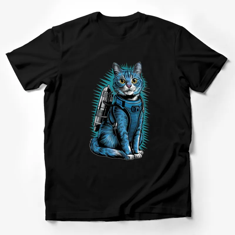 Cat Astronaut T-Shirt, Space Kitty Graphic Tee, Unique Cosmic Cat Design, Unisex Shirt for All Ages Male T-Shirt