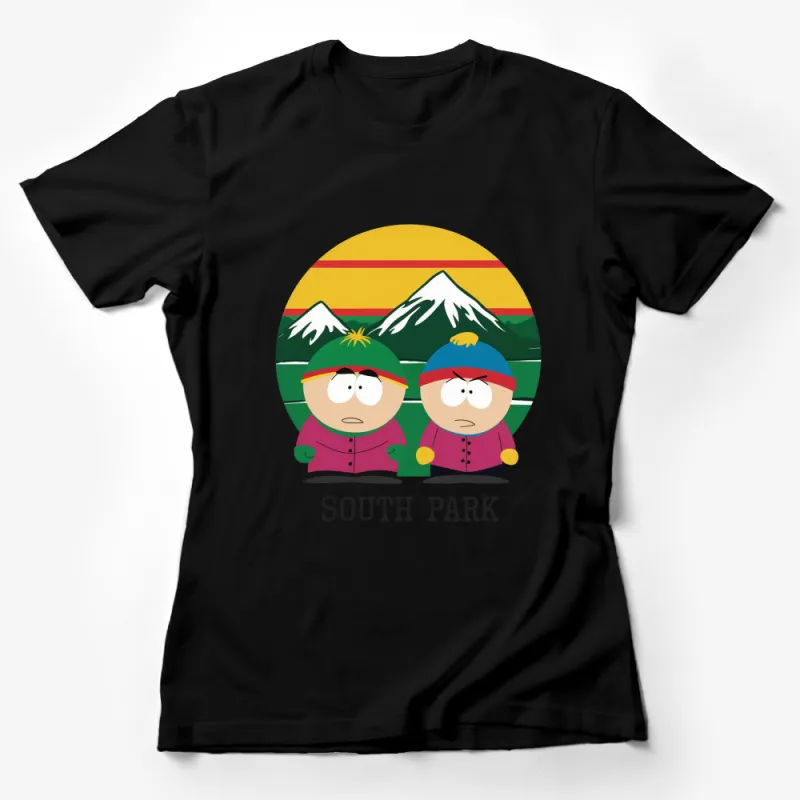 South Park Inspired T-Shirt, Cartoon Mountain Scenery Unisex Tee, Colorful Graphic Shirt Female T-Shirt