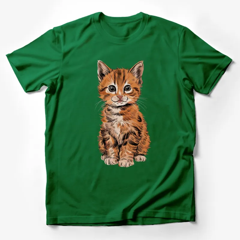 Cute Ginger Kitten Graphic T-Shirt, Adorable Cat Illustration Tee, Animal Lover Gift, Unisex Cat Shirt Male T-Shirt