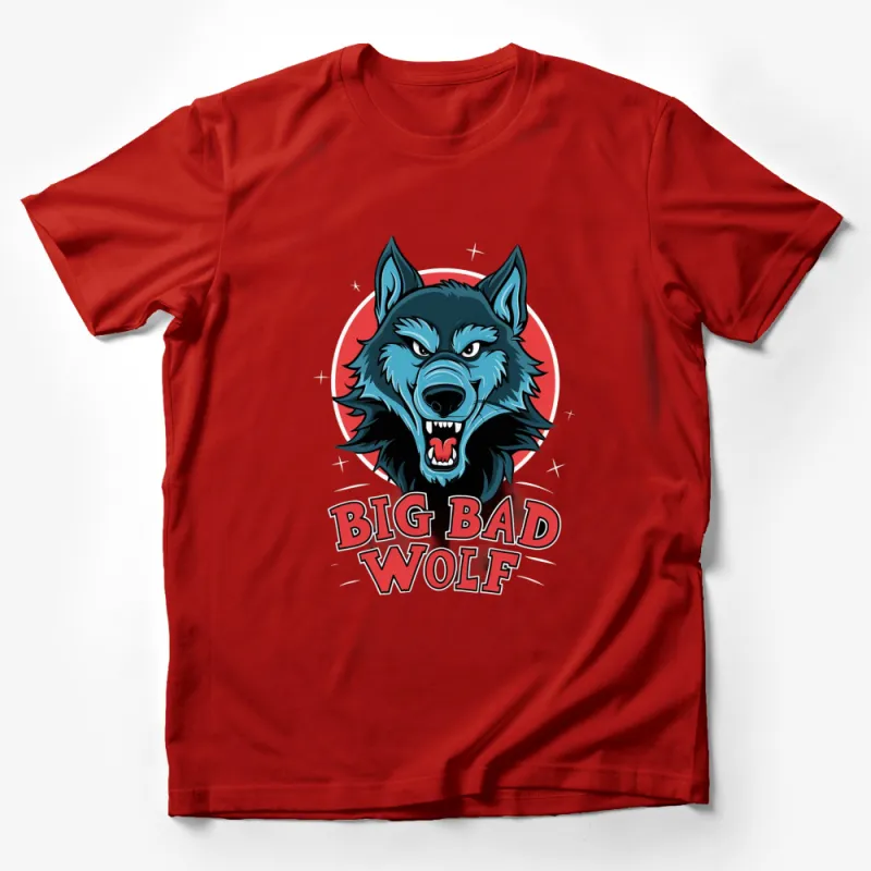 Big Bad Wolf T-Shirt, Bold Blue Wolf Graphic Tee, Unisex Adult and Kids Sizes Male T-Shirt