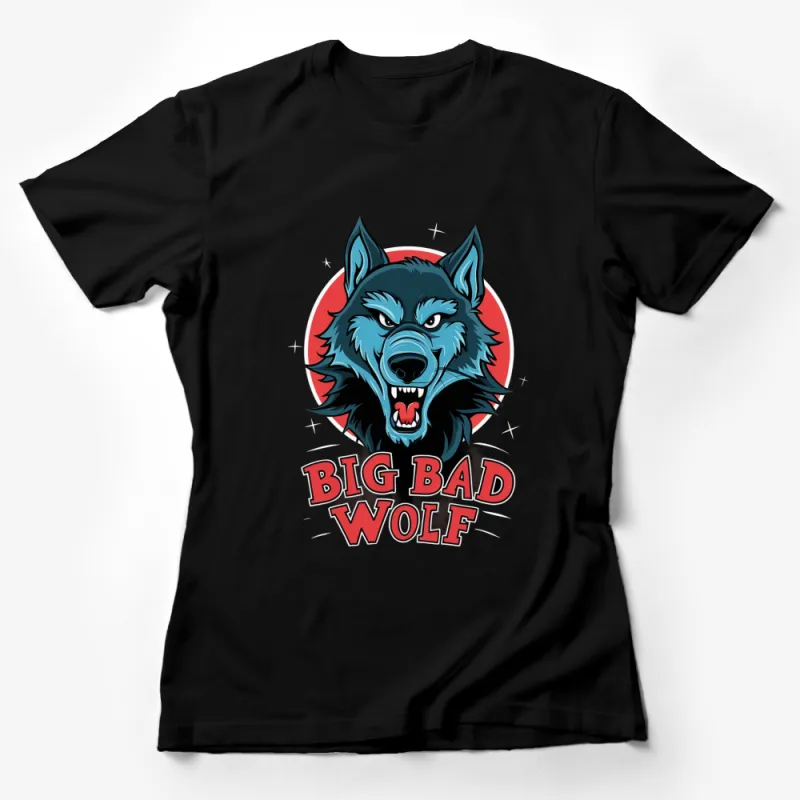 Big Bad Wolf T-Shirt, Bold Blue Wolf Graphic Tee, Unisex Adult and Kids Sizes Female T-Shirt