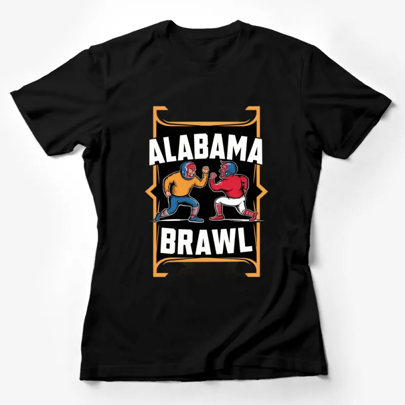 Alabama Brawl Vintage Style Wrestling T-Shirt, Retro Wrestlers Graphic Tee, Colorful Athletic Fashion Female T-Shirt