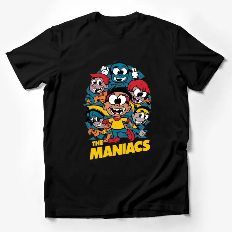 Colorful Cartoon Group The Maniacs Fun Family T-Shirt, Animated Characters Crew Tee for All Ages Male T-Shirt