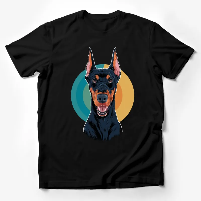 Colorful Doberman Pinscher Dog T-Shirt, Vibrant Graphic Tee, Pet Lover Gift, Animal Art Top Male T-Shirt