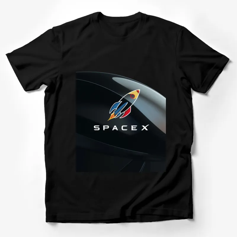 SpaceX Logo Rocket Launch Graphic T-Shirt, Stylish Space Enthusiast Casual Wear Male T-Shirt