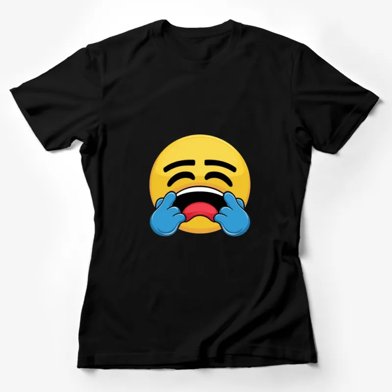 Laughing Emoji Face T-Shirt, Yellow Crying Laugh T-Shirt, Unisex Emoji Tee, Casual Graphic Shirt for All Ages Female T-Shirt