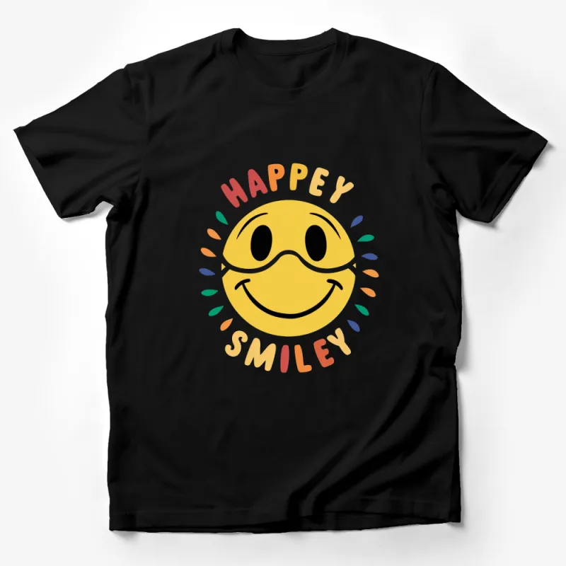 Happy Smiley Face T-Shirt, Bright Yellow Emoji Tee, Fun Sunshine Smile Top, Cheerful Casual Wear Male T-Shirt