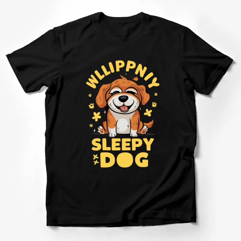 Cute Sleepy Dog T-Shirt, Whimsical Puppy Graphic Tee, Unisex Kids and Adult Sizes Male T-Shirt