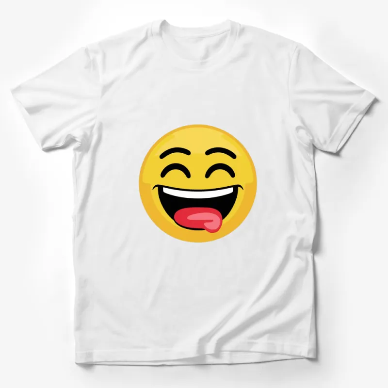 Smiley Face Emoji T-Shirt, Funny Laughing Emoji Graphic Tee, Unisex Adult Clothing, Casual Style Male T-Shirt