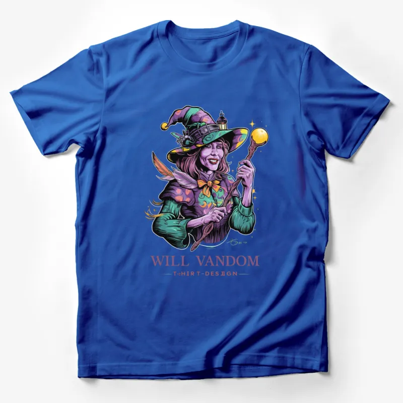 Whimsical Witch T-Shirt Design, Colorful Fantasy Art, Women's Fashion Tee Male T-Shirt