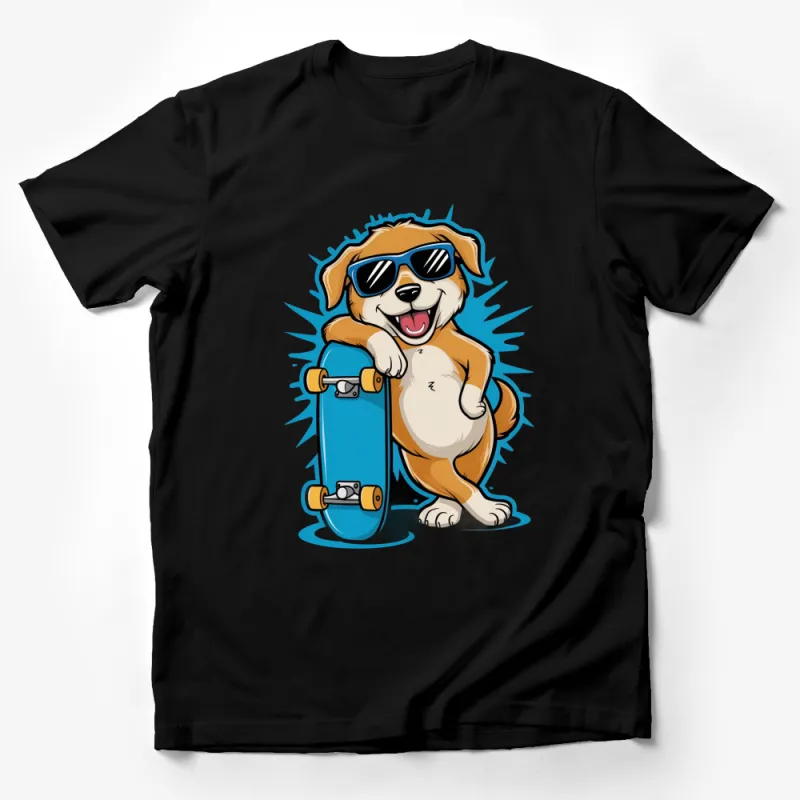 Cool Skateboarding Dog T-Shirt, Hip Dog in Sunglasses Tee, Fun Summer Skateboard Top, Unisex Graphic Shirt Male T-Shirt