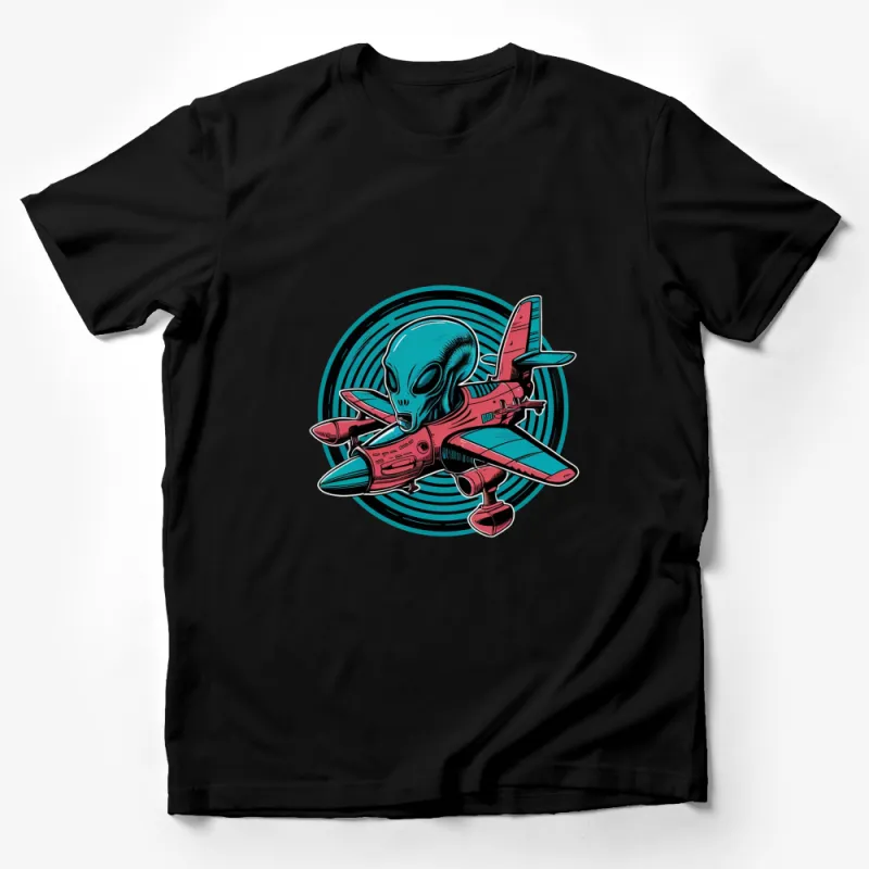 Alien Pilot Retro Style Graphic T-Shirt, UFO Spaceship Cool Tees, Unisex Casual Wear, Gift for Sci-Fi Lovers Male T-Shirt