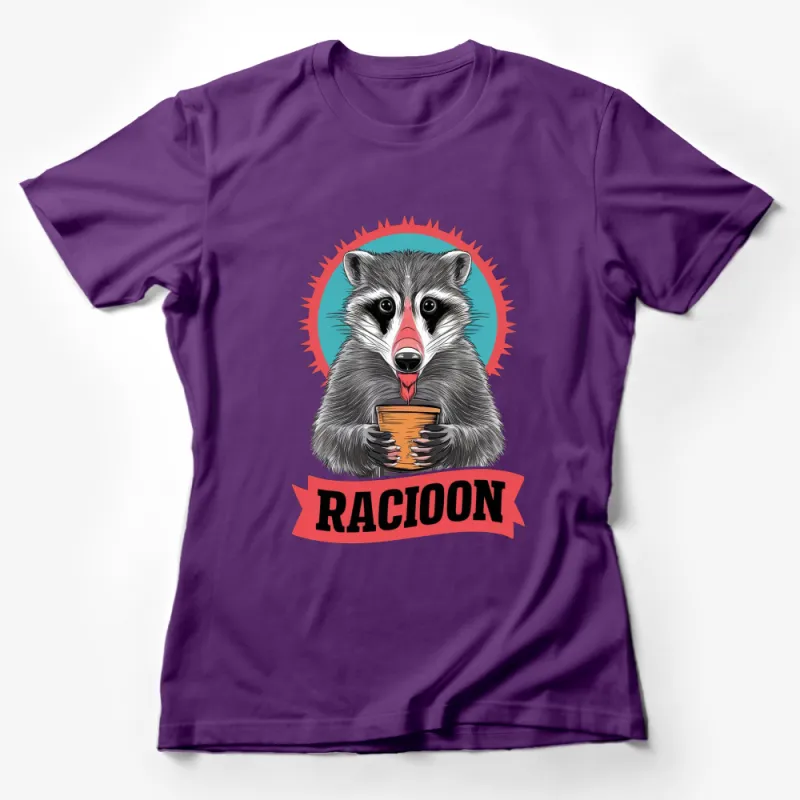 Playful Raccoon Graphic T-Shirt, Cute Animal Design, Fun Illustrated Tee for All Ages Female T-Shirt