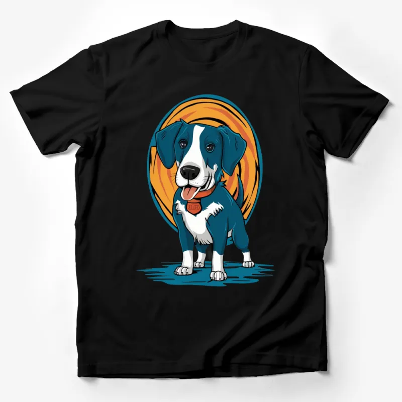 Cute Dog T-Shirt, Colorful Cartoon Dog Illustration, Pet Lover Gift Tee, Unisex Graphic T-Shirt, Animal Art Top Male T-Shirt