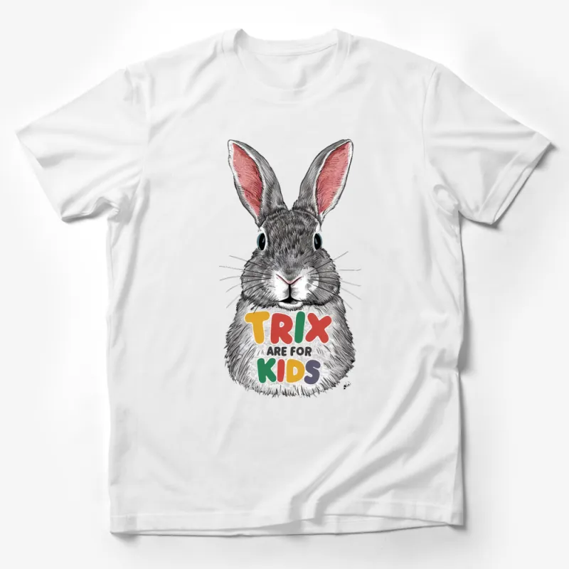 Kids Bunny Rabbit Graphic T-Shirt, Cute Animal Face with Slogan, Trix Inspired Tee for Children Male T-Shirt