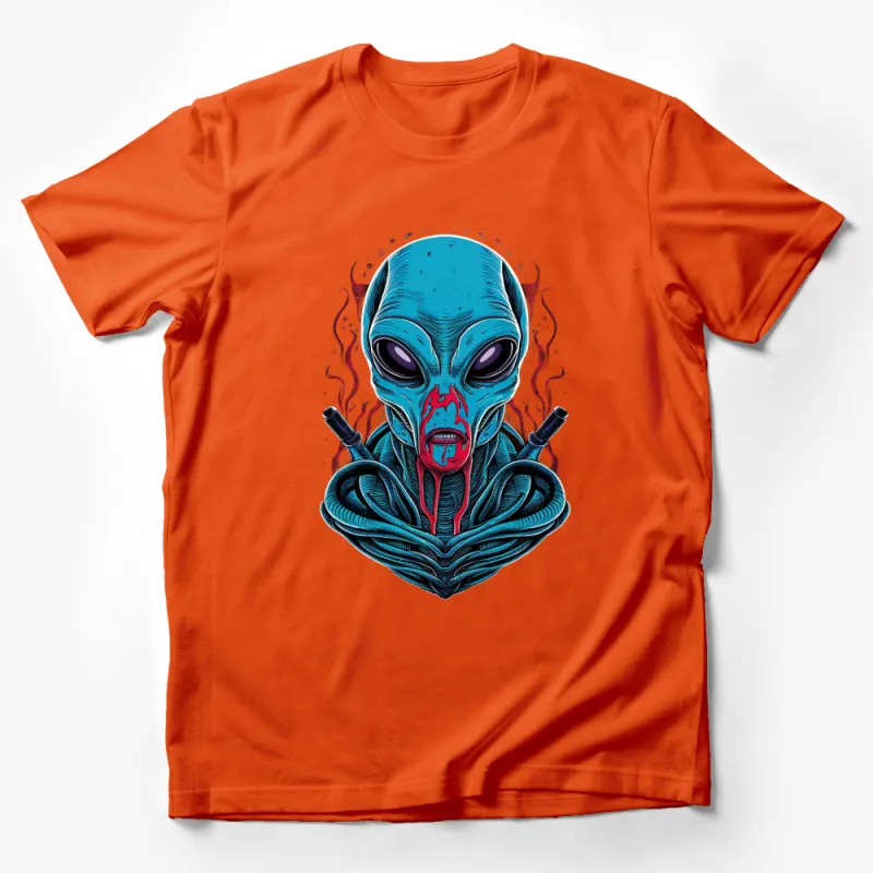 Blue Alien Graphic T-Shirt, Unique Extraterrestrial Design, Unisex Tee Male T-Shirt