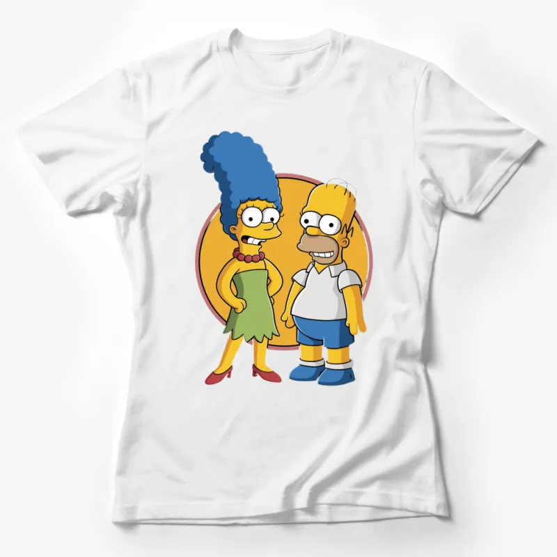 Cartoon Family T-Shirt, Blue Hair Mom and Yellow Son, Fun Character Tee, Casual Wear, Unisex Shirt Female T-Shirt