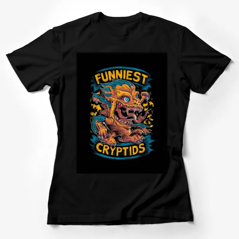 Funniest Cryptids Colorful Dragon Monster Graphic Tee, Unique Creature Design T-Shirt Female T-Shirt