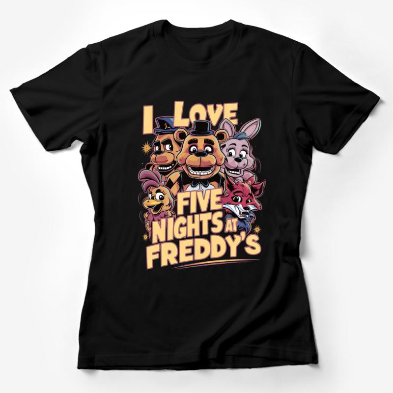 Five Nights at Freddy's T-Shirt, I Love FNAF Game Tee, Horror Game Fan Gift, Unisex Graphic Shirt, Gaming Enthusiast Apparel Female T-Shirt