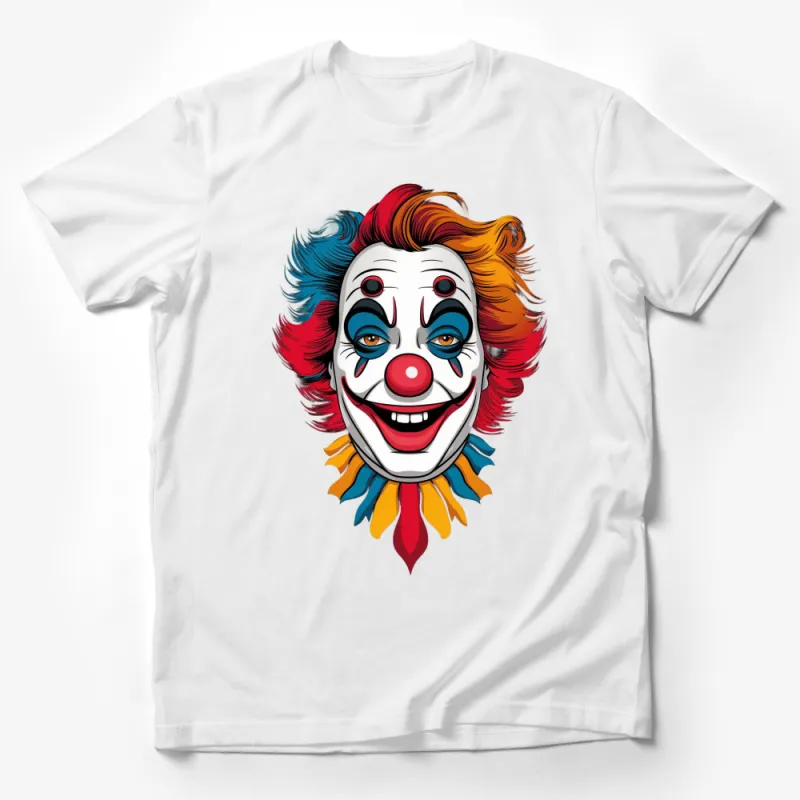 Colorful Clown Face T-Shirt, Unisex Graphic Tee, Vibrant Circus Clown Design, Casual Wear Male T-Shirt