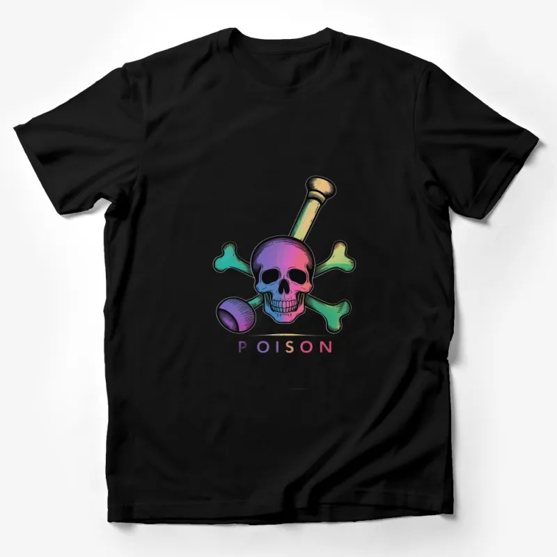 Colorful Skull and Crossbones Poison Graphic T-Shirt, Unisex Edgy Skull Tee, Unique Halloween Apparel Male T-Shirt